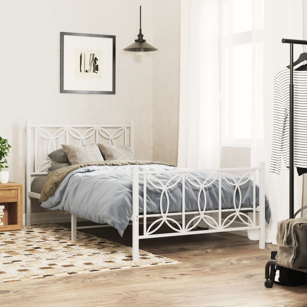 Vetonek Estructura cama sin colchón con estribo metal blanco 100x190 cm