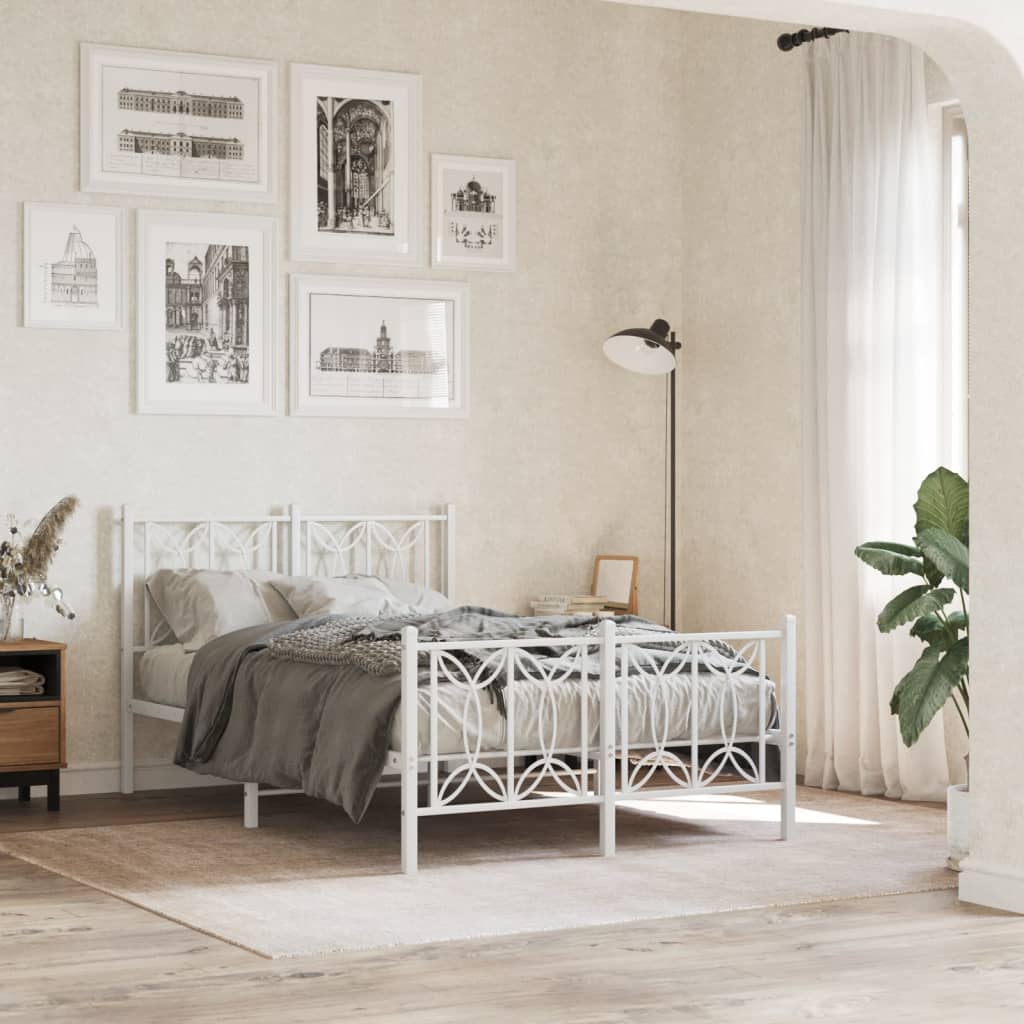 Vetonek Estructura cama sin colchón con estribo metal blanco 120x190 cm