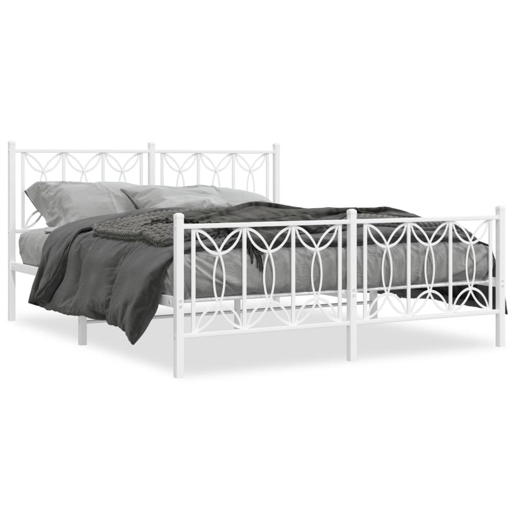 Vetonek Estructura cama sin colchón con estribo metal blanco 160x200 cm