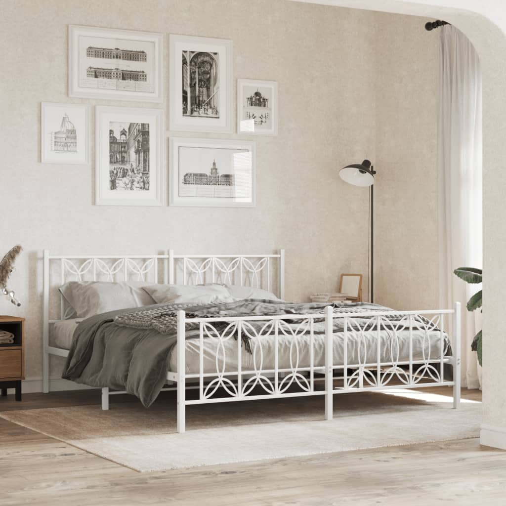 Vetonek Estructura cama sin colchón con estribo metal blanco 180x200 cm