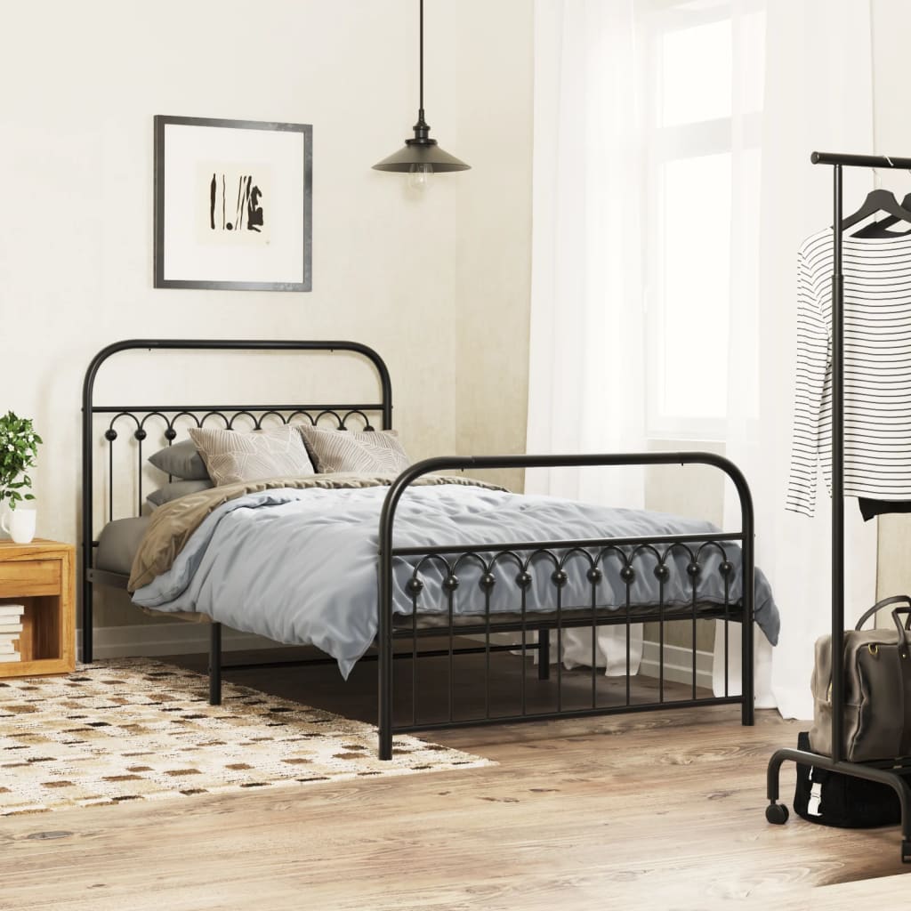 Vetonek Estructura cama sin colchón con estribo metal negro 107x203 cm