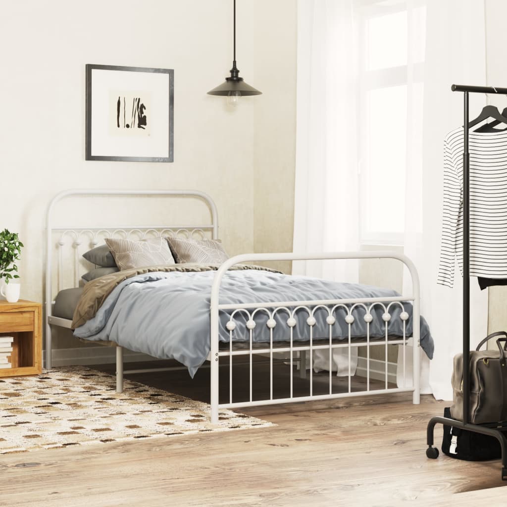 Vetonek Estructura cama sin colchón con estribo metal blanco 107x203 cm