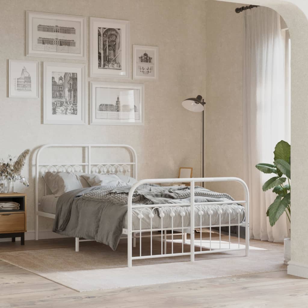 Vetonek Estructura cama sin colchón con estribo metal blanco 120x190 cm