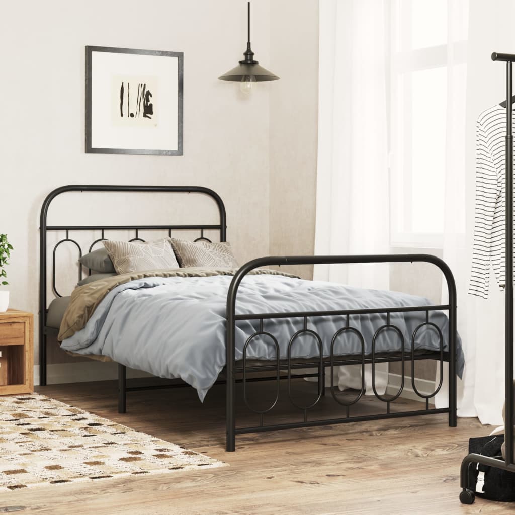 Vetonek Estructura cama sin colchón con estribo metal negro 100x190 cm