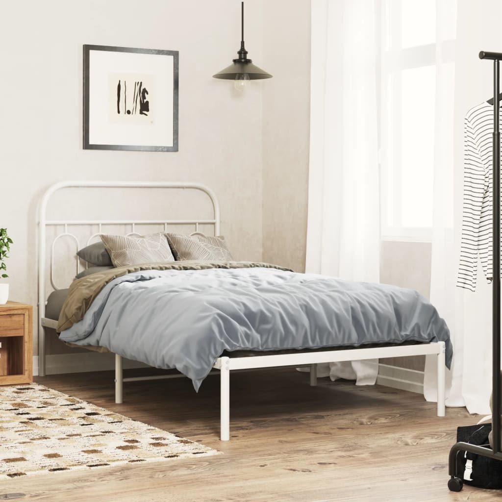 Vetonek Estructura cama sin colchón con cabecero metal blanco 107x203cm