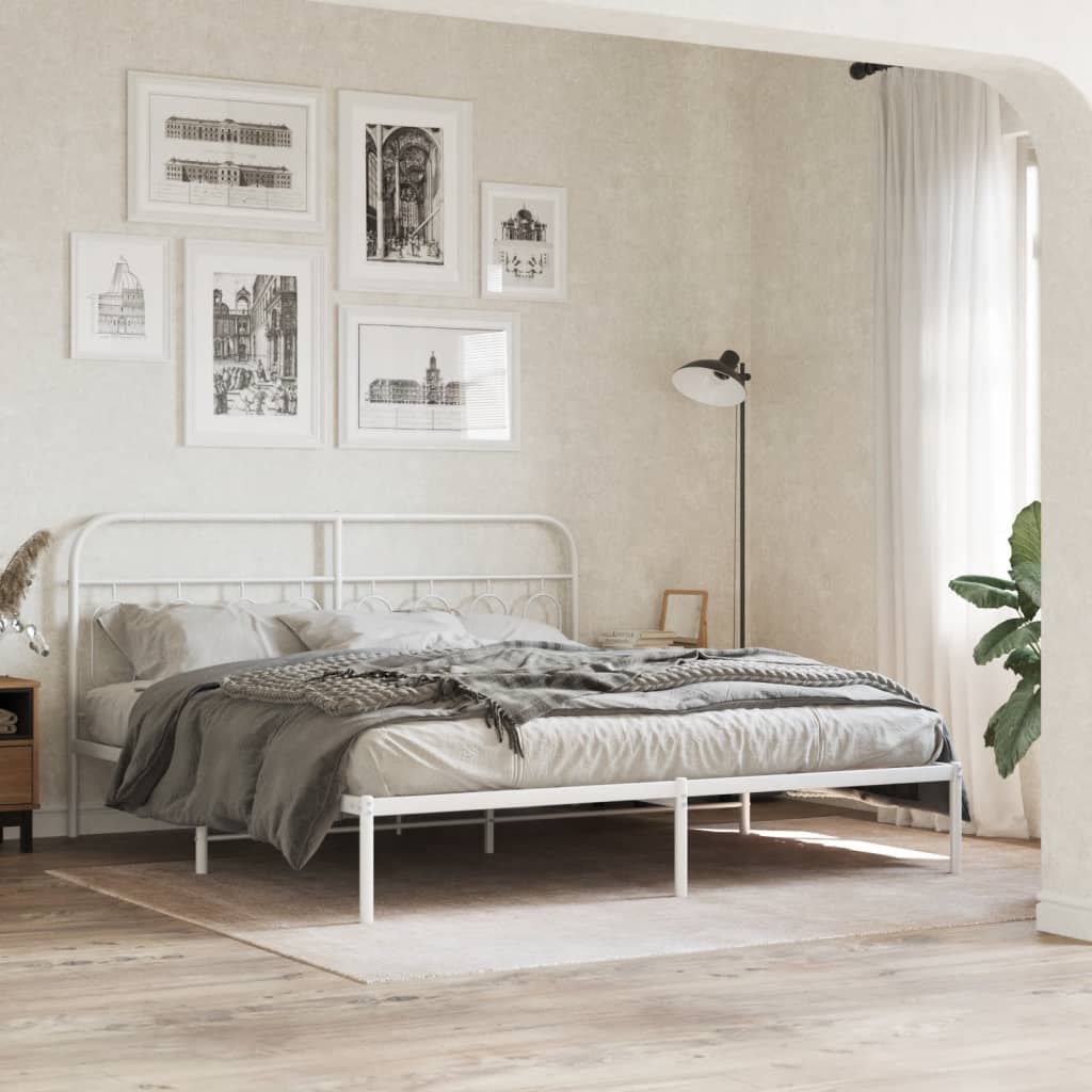 Vetonek Estructura cama sin colchón con cabecero metal blanco 183x213cm