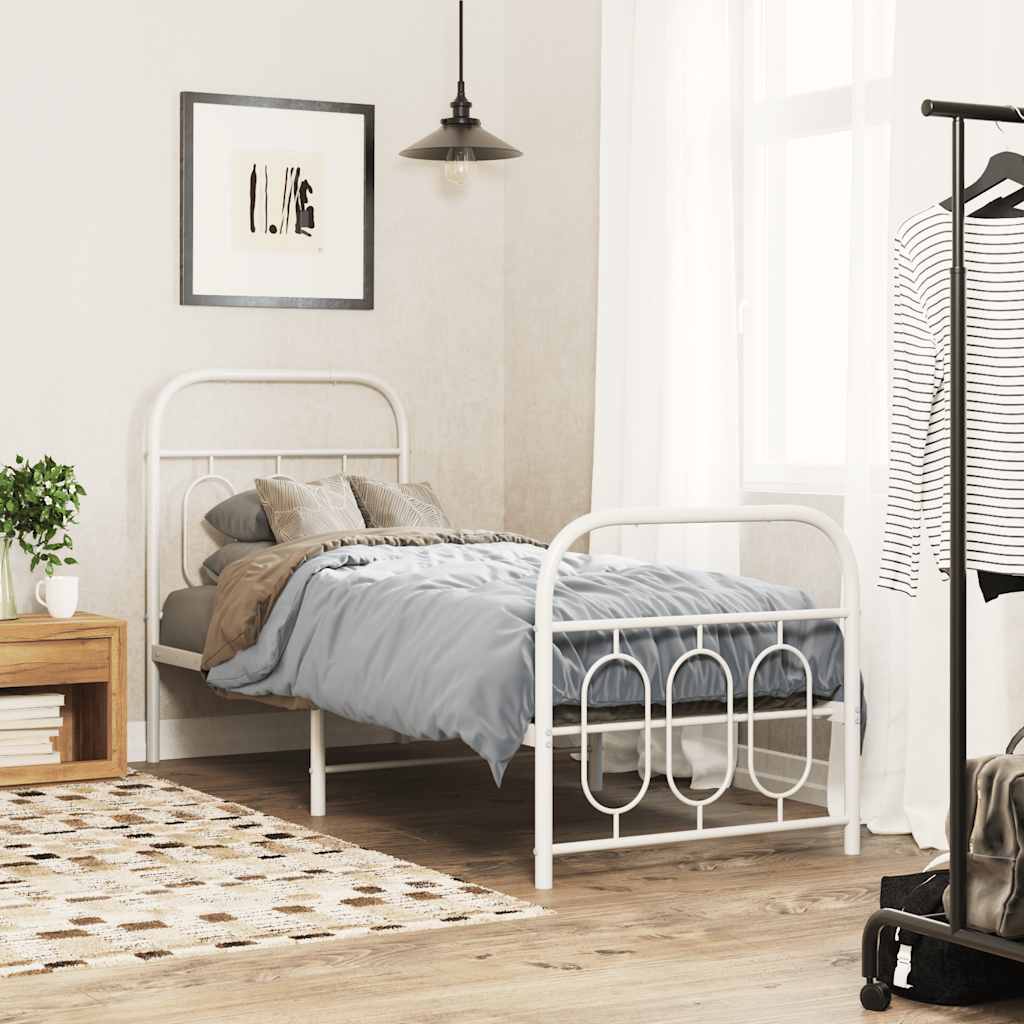 Vetonek Estructura cama sin colchón con estribo metal blanco 75x190 cm