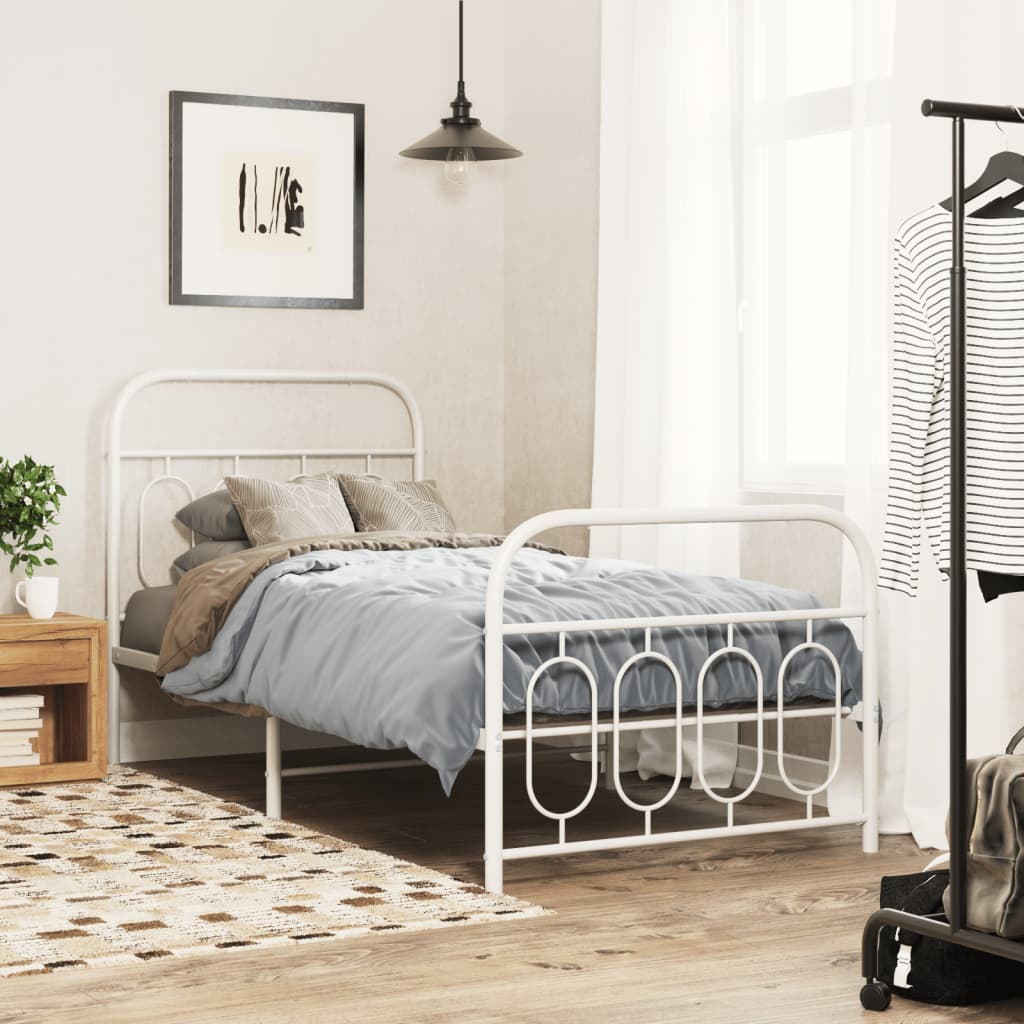 Vetonek Estructura cama sin colchón con estribo metal blanco 90x190 cm