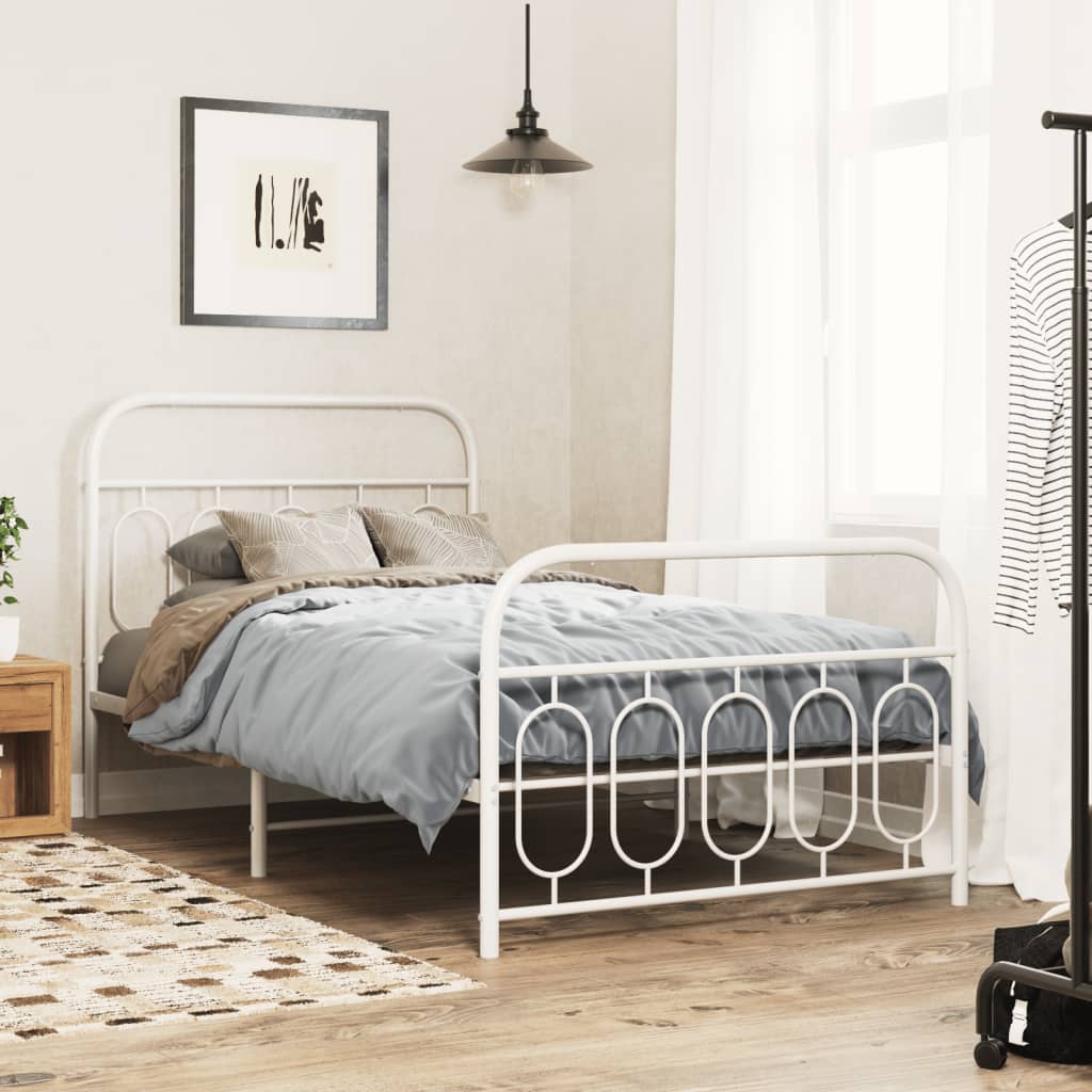 Vetonek Estructura cama sin colchón con estribo metal blanco 107x203 cm