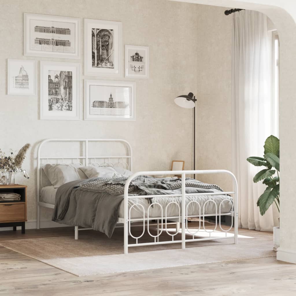 Vetonek Estructura cama sin colchón con estribo metal blanco 120x190 cm