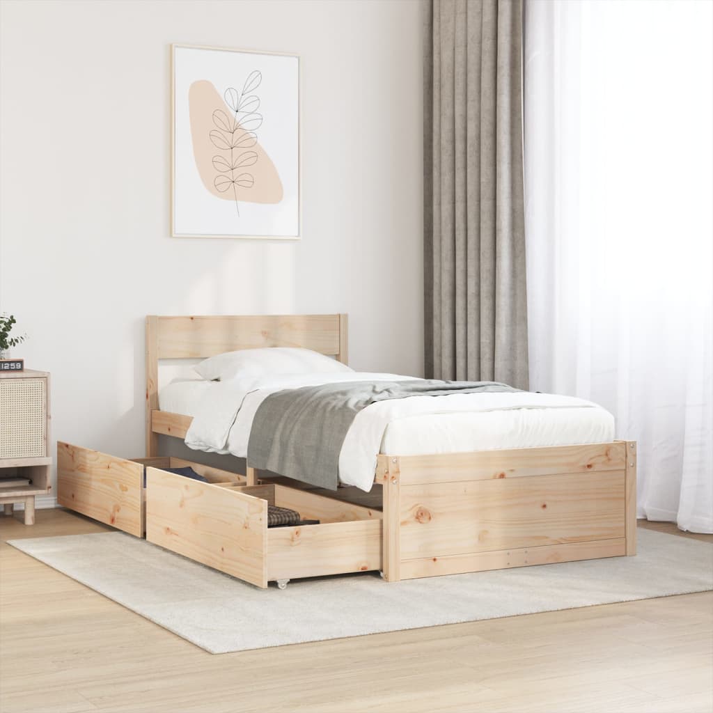 Estructura de cama sin colchón madera maciza de pino 90x200 cm v7307 Vetonek