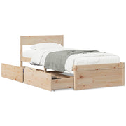 Vetonek Estructura de cama sin colchón madera maciza pino 75x190 cm