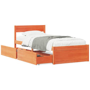 Vetonek Estructura de cama sin colchón madera maciza marrón 75x190 cm