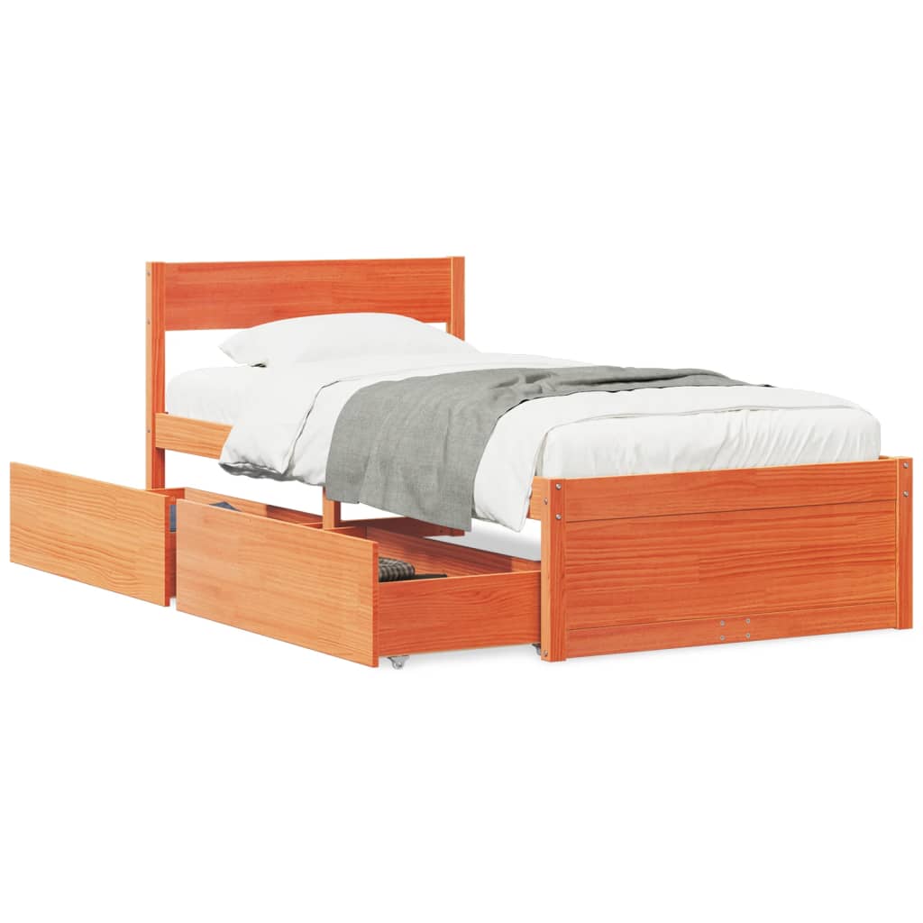 Estructura de cama sin colchón madera maciza marrón 75x190 cm v7475 - Vetonek
