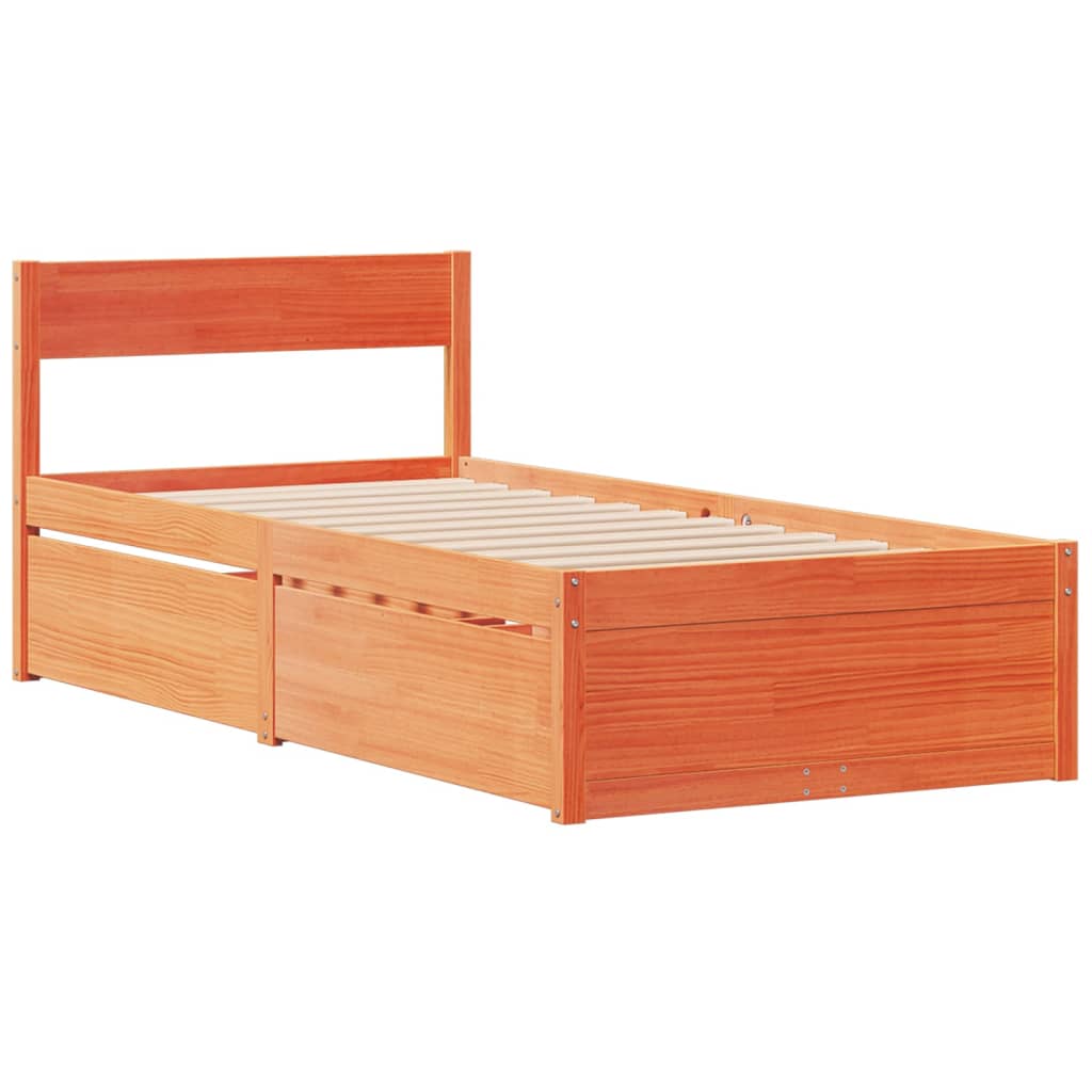 Estructura de cama sin colchón madera maciza marrón 75x190 cm v7475 - Vetonek