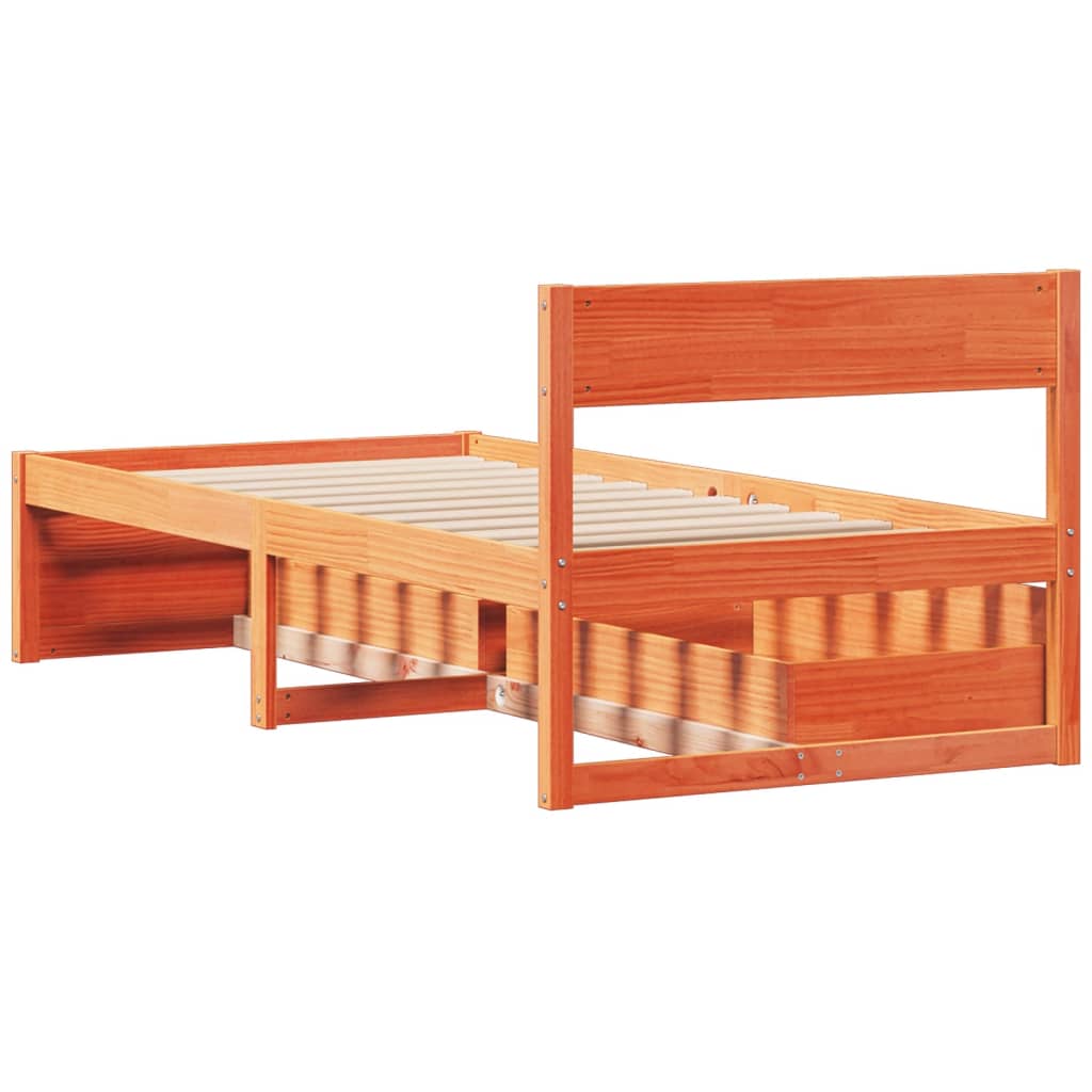 Estructura de cama sin colchón madera maciza marrón 75x190 cm v7475 - Vetonek