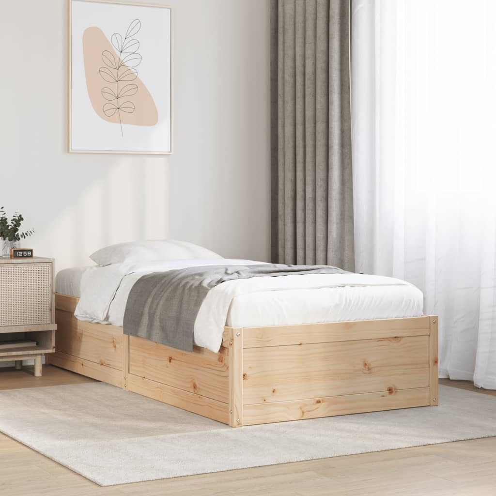 Vetonek Estructura de cama sin colchón madera maciza de pino 100x200 cm