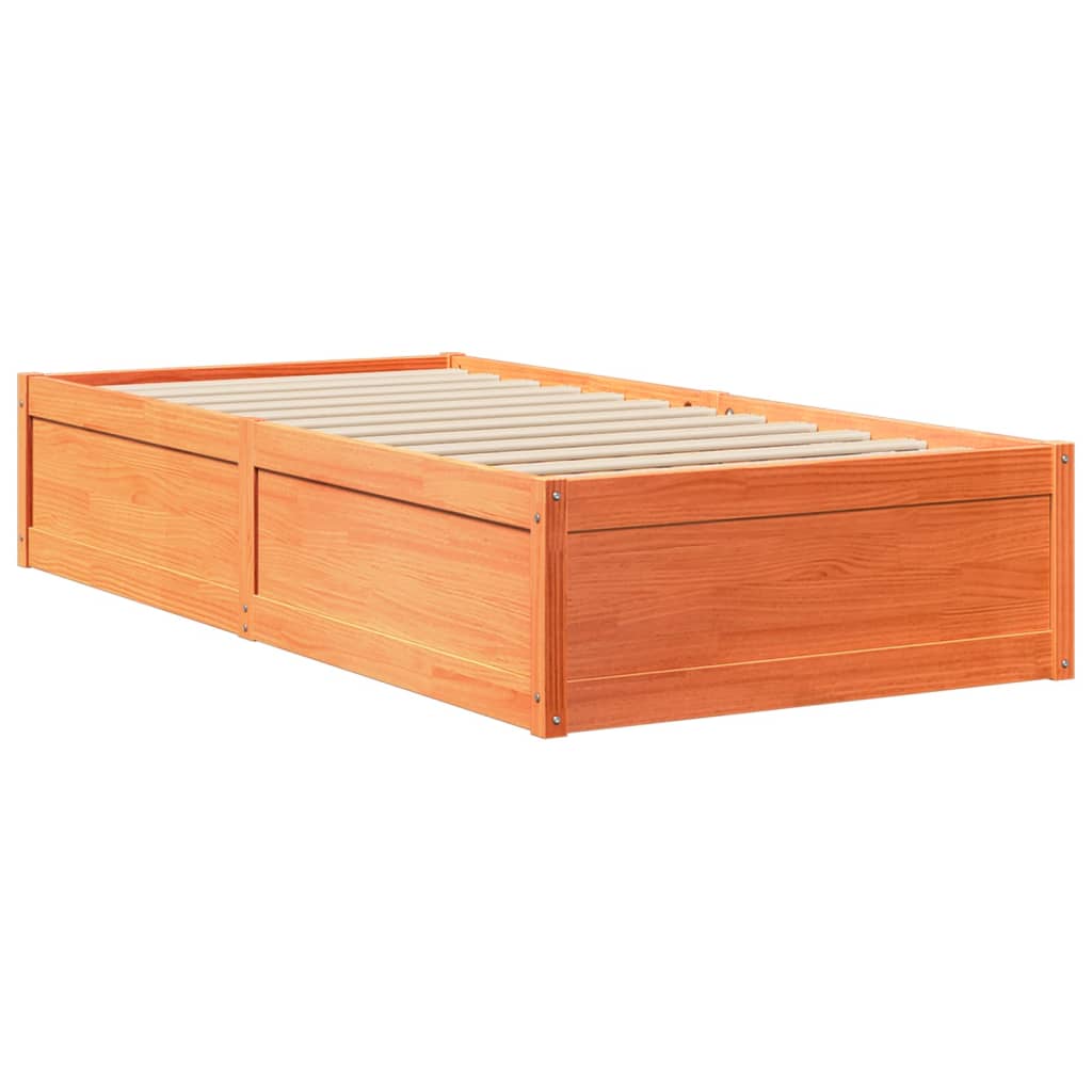 Estructura de cama sin colchón madera maciza marrón 90x190 cm v7833 - Vetonek