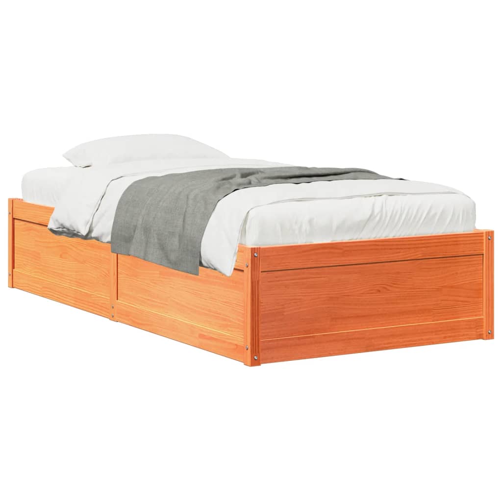 Vetonek Estructura de cama sin colchón madera maciza marrón 75x190 cm