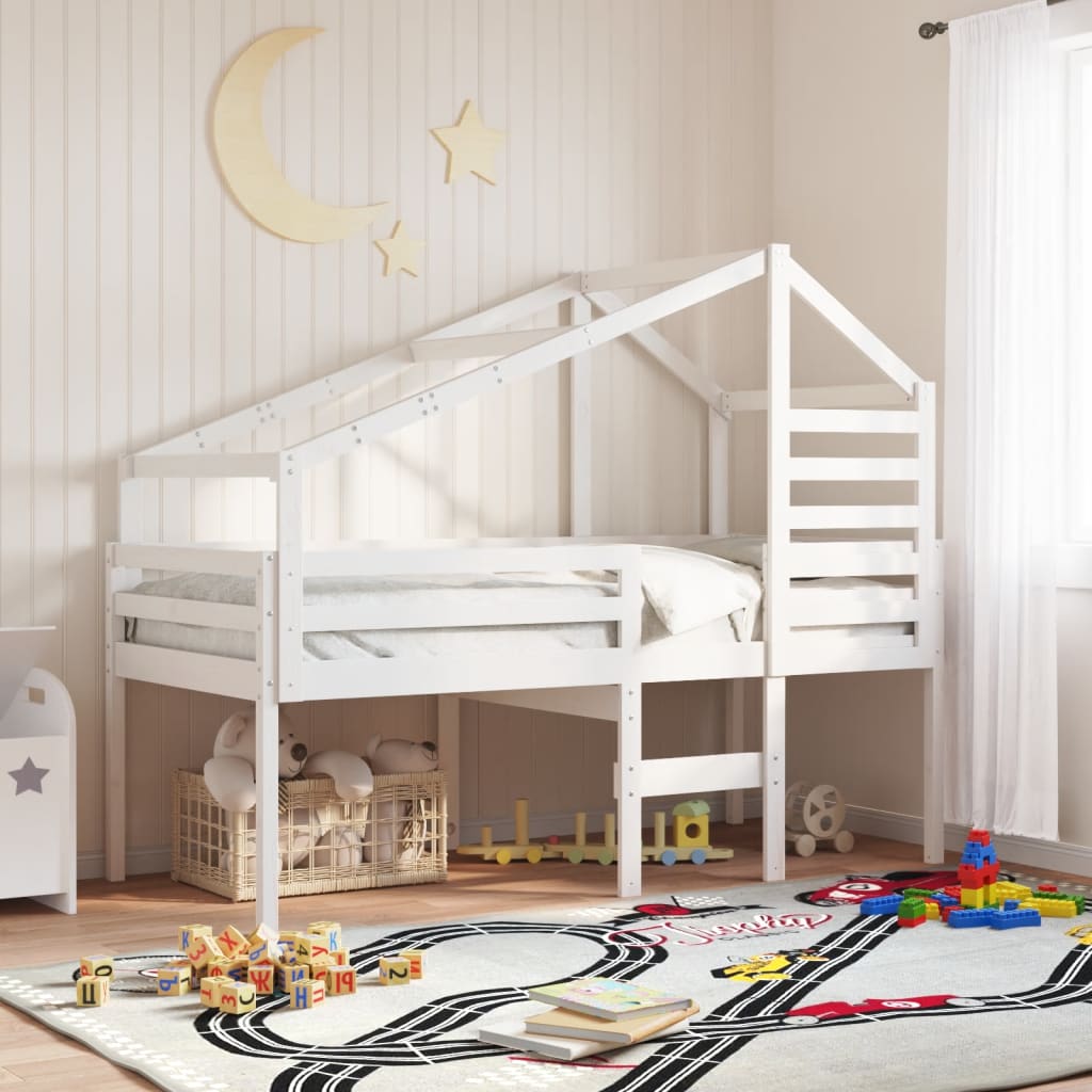 Vetonek Techo de cama infantil madera maciza pino blanco 198x87x113 cm