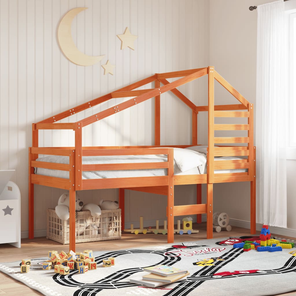 Vetonek Techo de cama infantil madera maciza pino marrón 198x87x113 cm