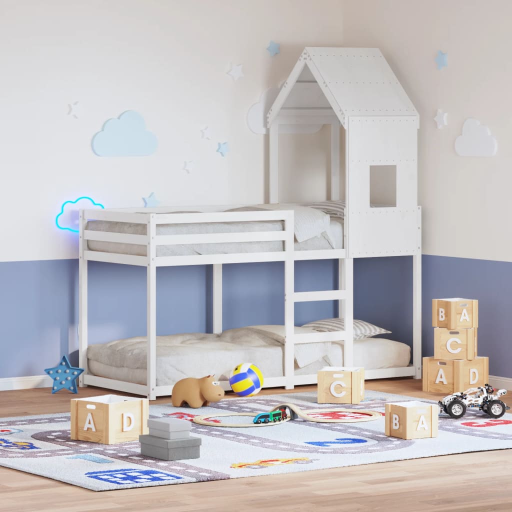 Vetonek Techo de cama infantil madera maciza pino blanco 60x89x134,5 cm