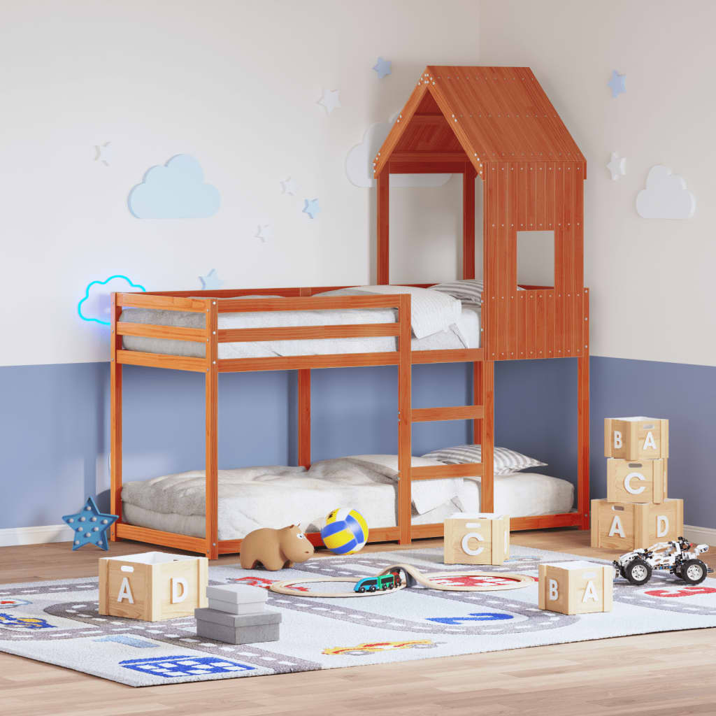 Vetonek Techo de cama infantil madera maciza pino marrón 60x89x134,5 cm