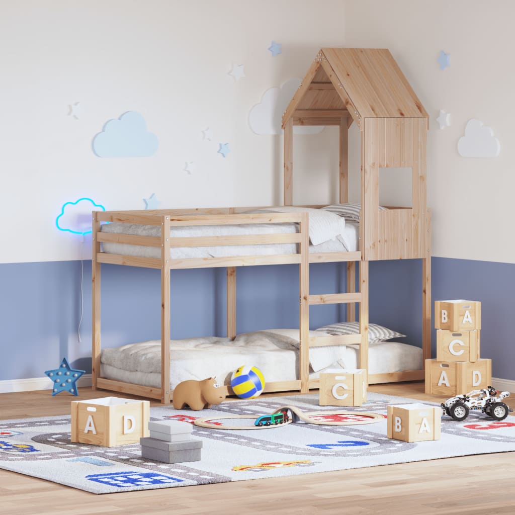 Vetonek Techo de cama infantil madera maciza pino 55x99x139,5 cm