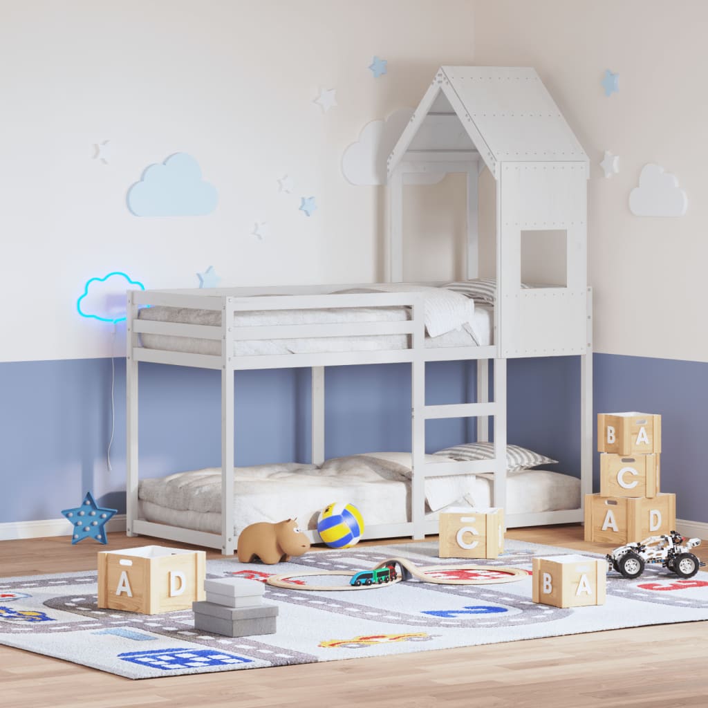 Madeira de quarto infantil Pinheiro branco sólido 55x99x139.5 cm