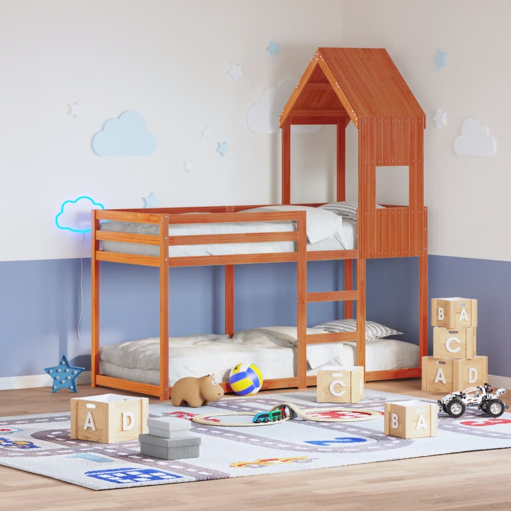 Vetonek Techo de cama infantil madera maciza pino marrón 55x99x139,5 cm