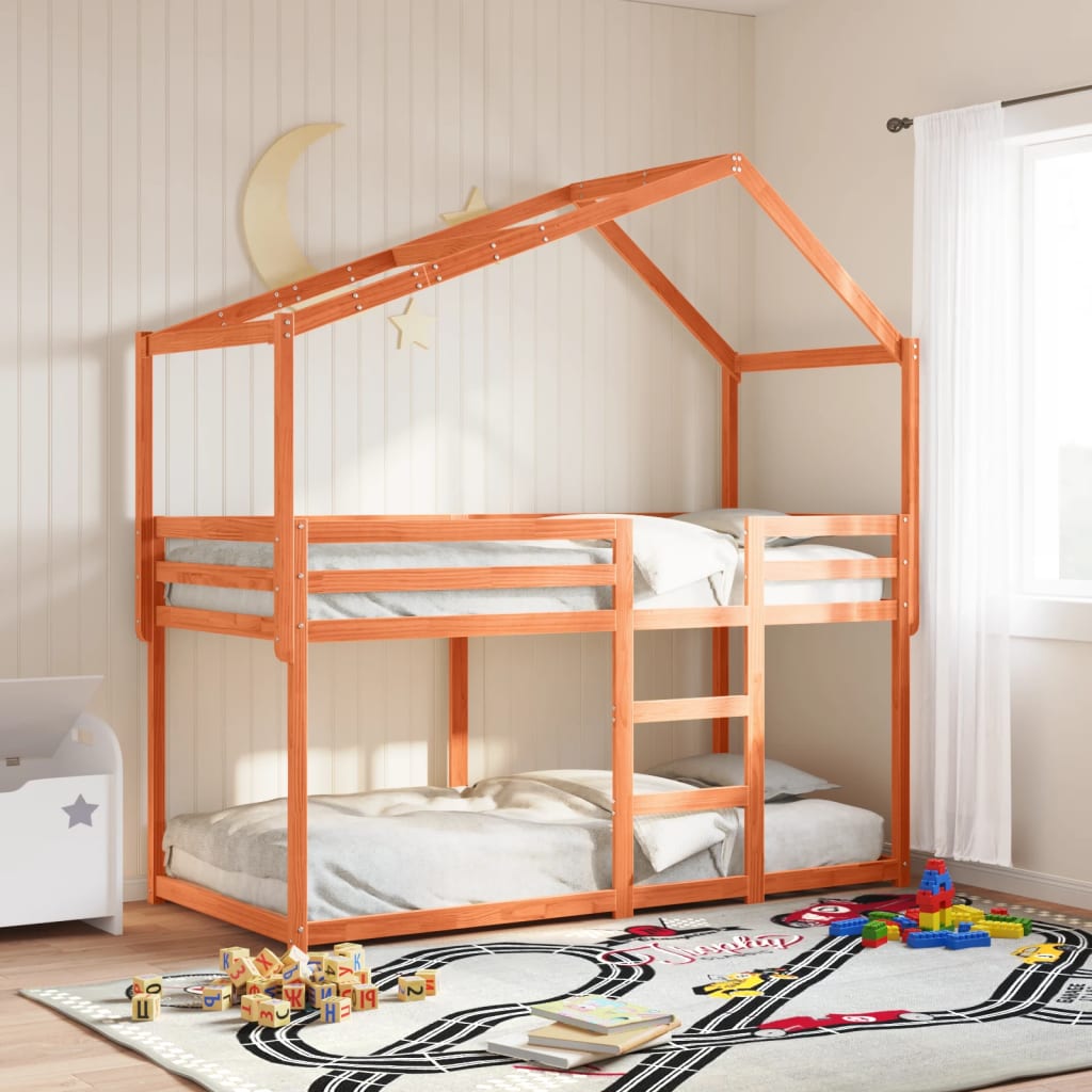 Vetonek Techo de cama infantil madera maciza pino marrón 60x99x139,5 cm