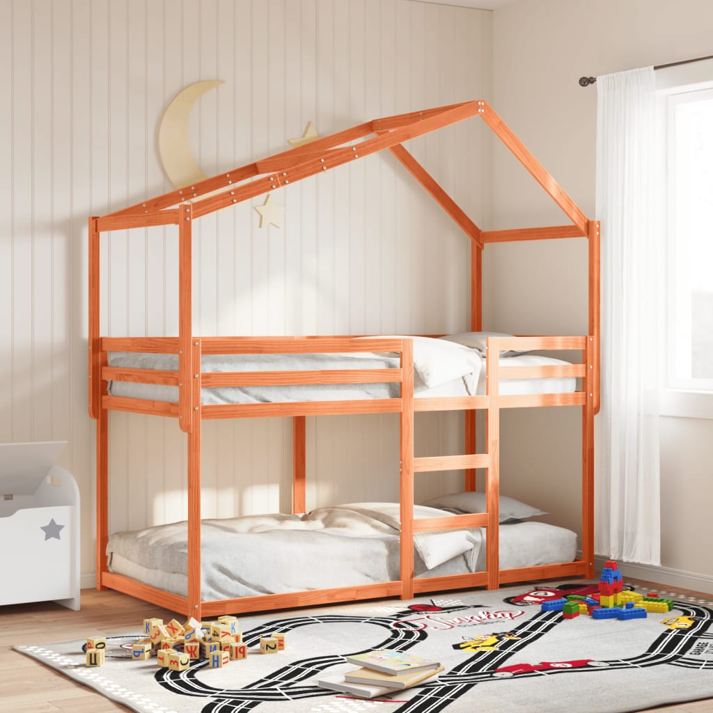 Vetonek Techo de cama infantil madera maciza marrón 213x85,5x144,5 cm