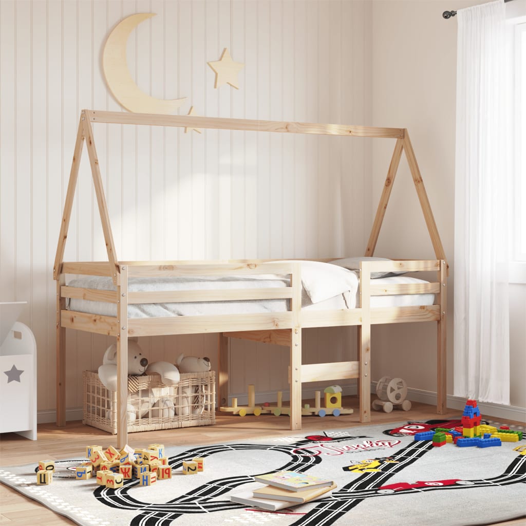 Vetonek Techo de cama infantil madera maciza pino 209x95,5x88 cm