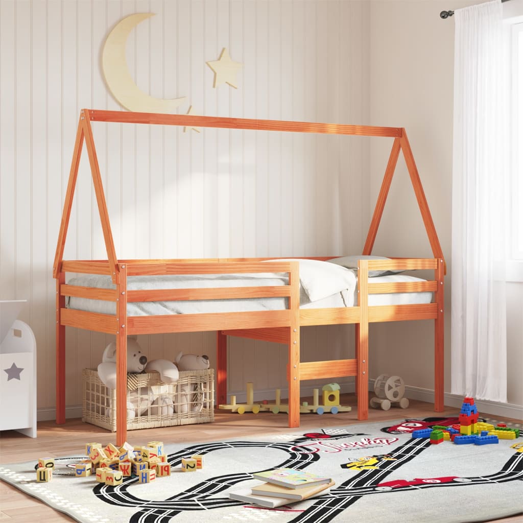 Vetonek Techo de cama infantil madera maciza pino marrón 209x95,5x88 cm