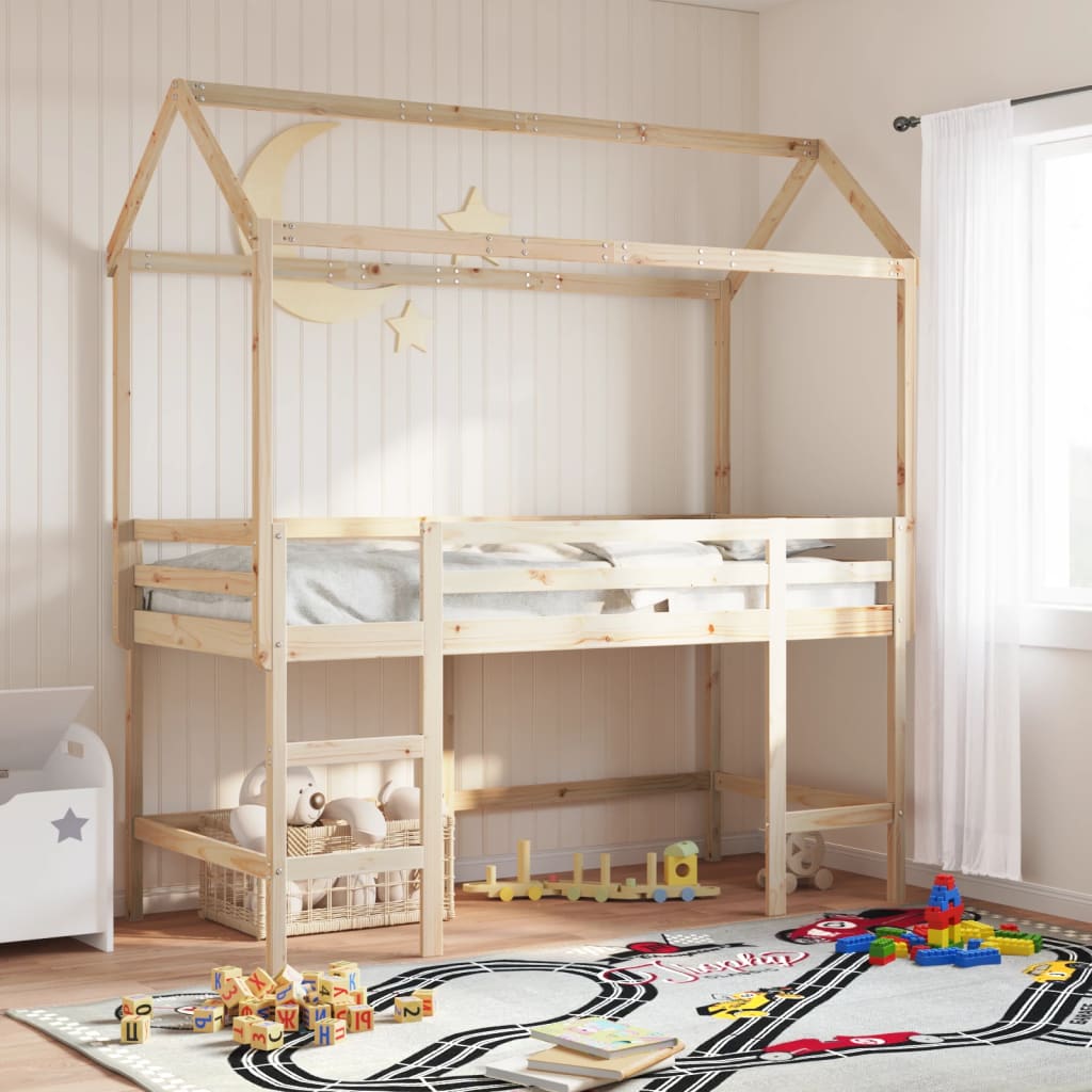 Vetonek Techo de cama infantil madera maciza pino 217x95,5x159 cm