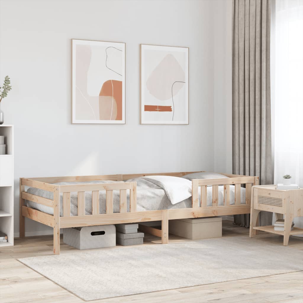 Vetonek Estructura de cama sin colchón madera maciza de pino 90x200 cm