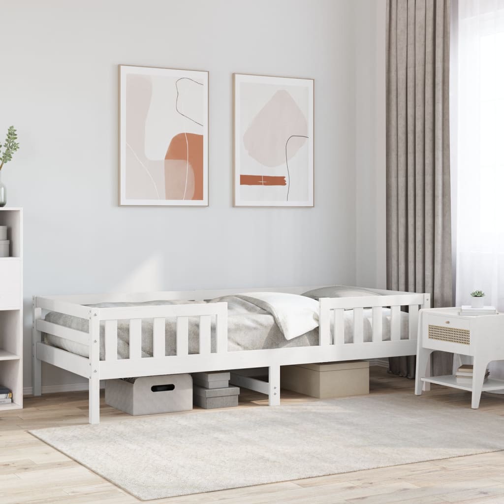 Vetonek Estructura de cama sin colchón madera maciza blanca 90x190 cm