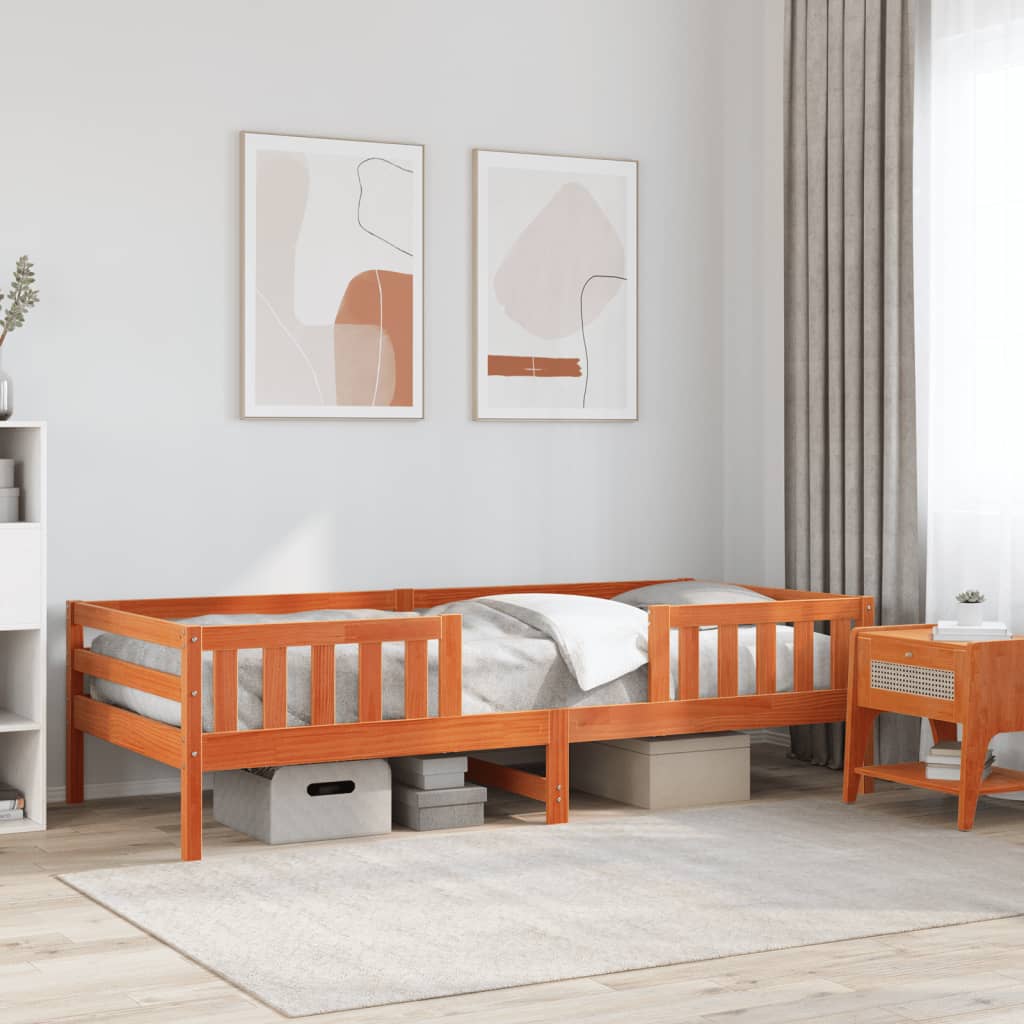 Vetonek Estructura de cama sin colchón madera maciza marrón 90x190 cm