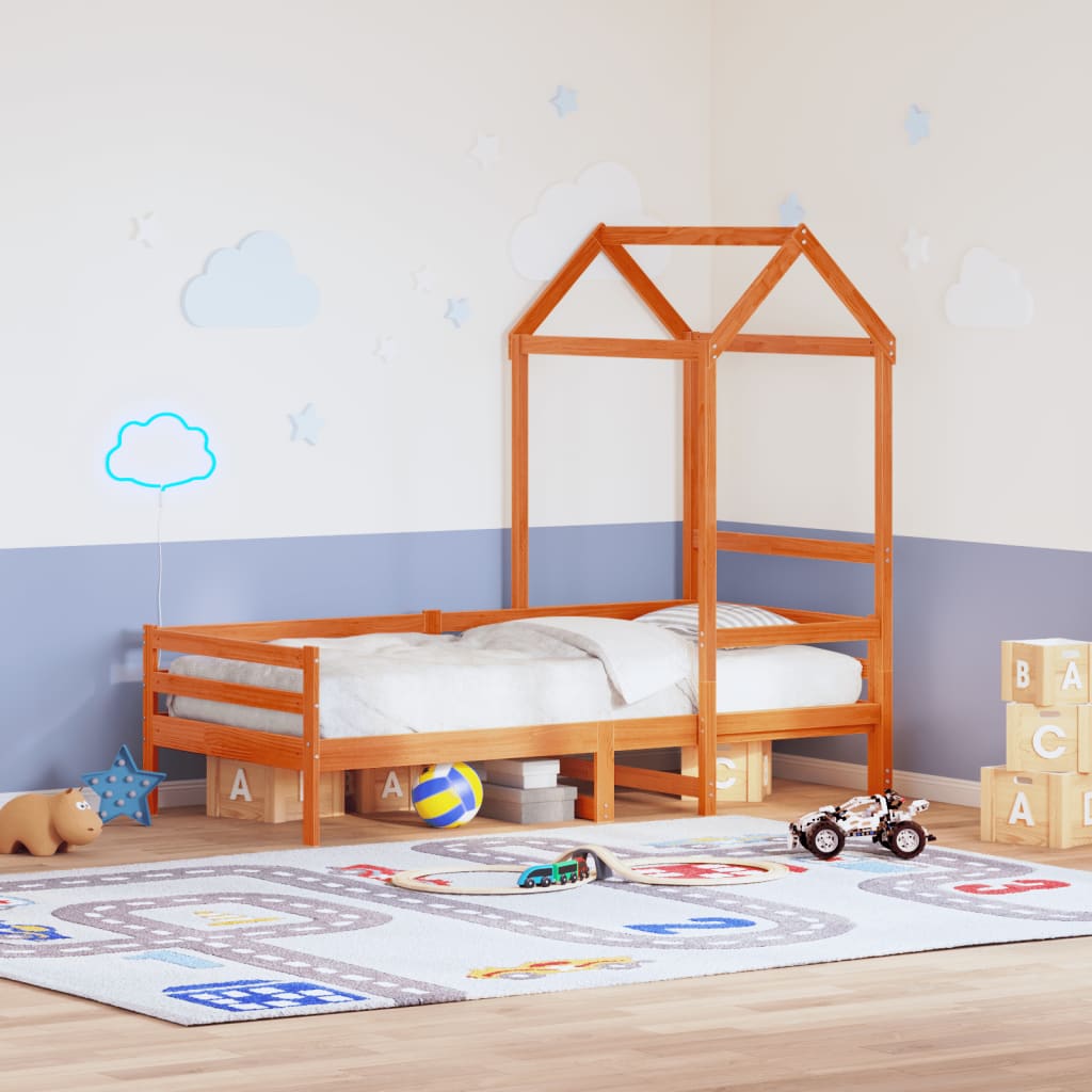 Vetonek Techo de cama infantil madera maciza marrón 118x70x176,5 cm