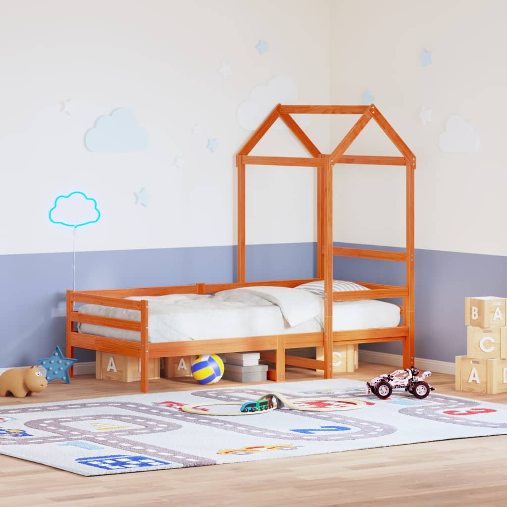 Vetonek Techo de cama infantil madera maciza marrón 108x70x176,5 cm