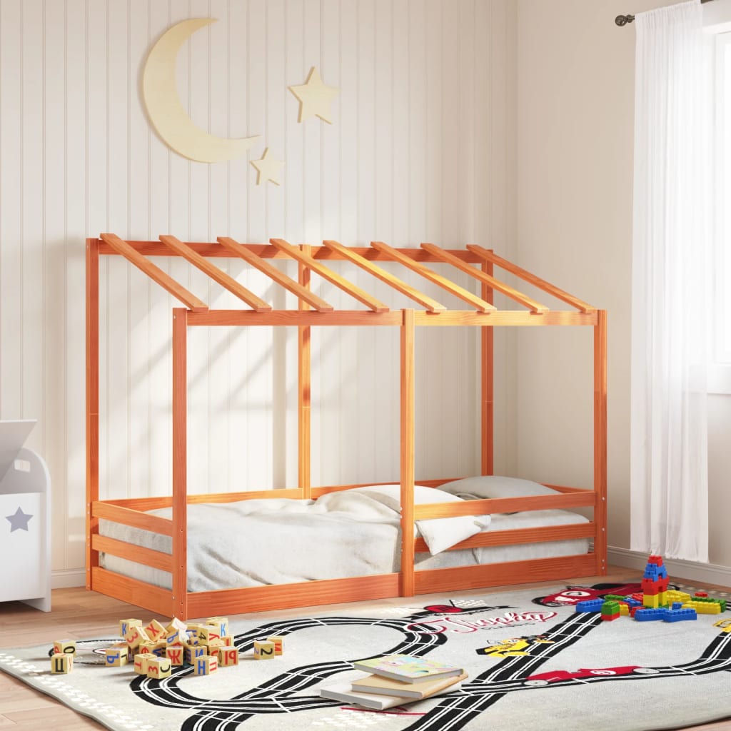 Vetonek Techo de cama infantil madera maciza marrón 75x190 cm