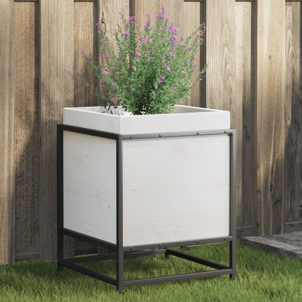Jardinière en pin blanc massif 40x40x50 cm v9059 Vetonek