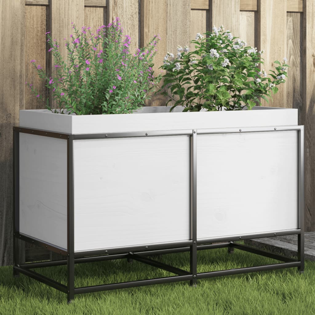 Jardinière en pin blanc massif 80x40x50 cm v9158 Vetonek