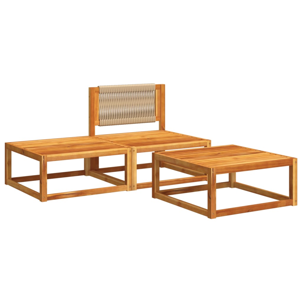 Sofas de jardin ensembles avec coussins 3 pcs en bois massif acacia