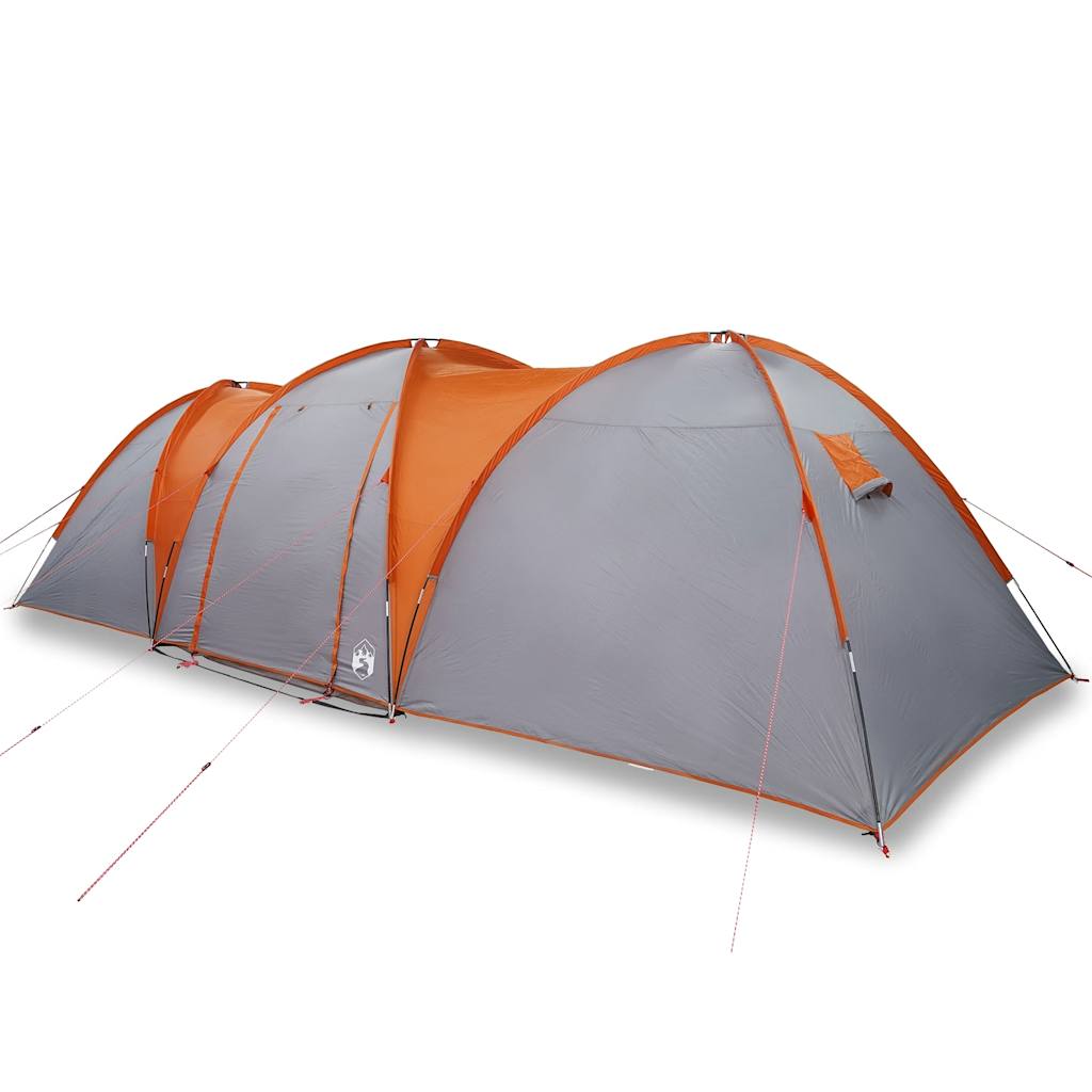 Tienda familiar con cúpula impermeable 8 personas gris naranja