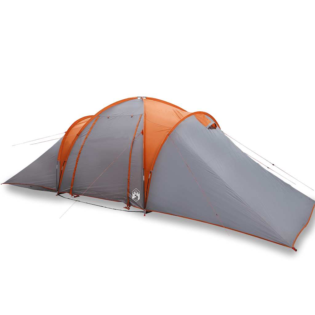 Tienda familiar con cúpula impermeable 6 personas gris naranja