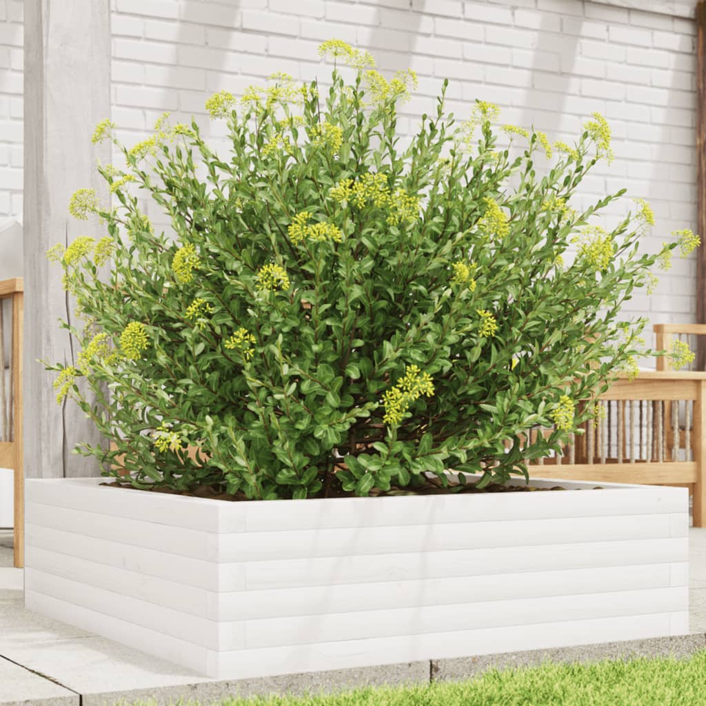 Vetonek Jardinera de madera maciza de pino blanca 80x80x23 cm