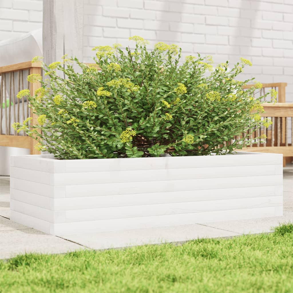 Jardinière en pin blanc massif 90x40x23 cm v9478 Vetonek