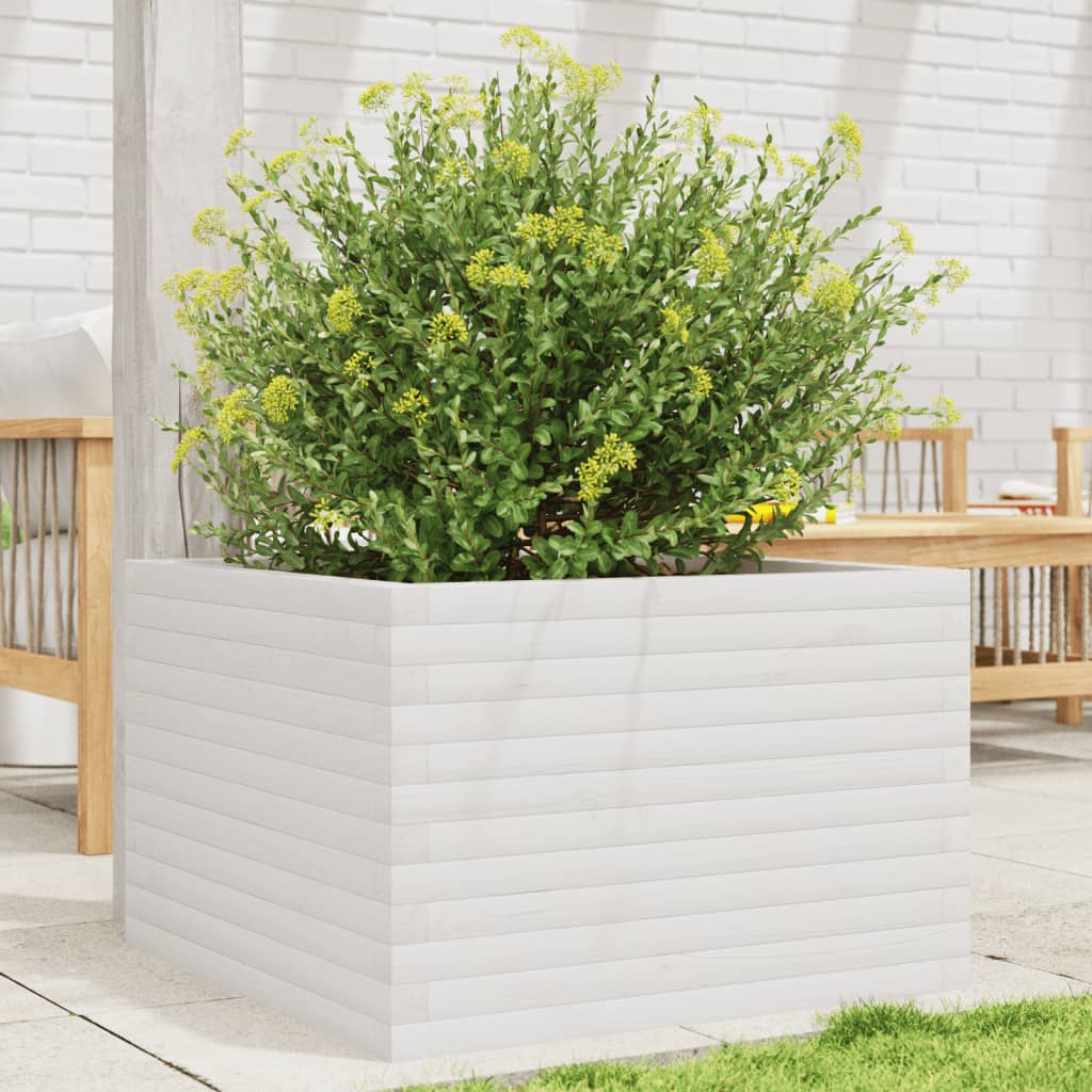 Jardinière en bois de pin blanc massif 70x70x45,5 cm v9775 Vetonek