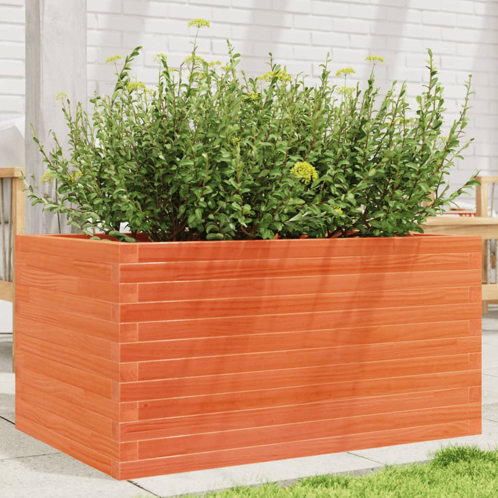 Vetonek Jardinera madera maciza de pino marrón cera 90x60x45,5 cm